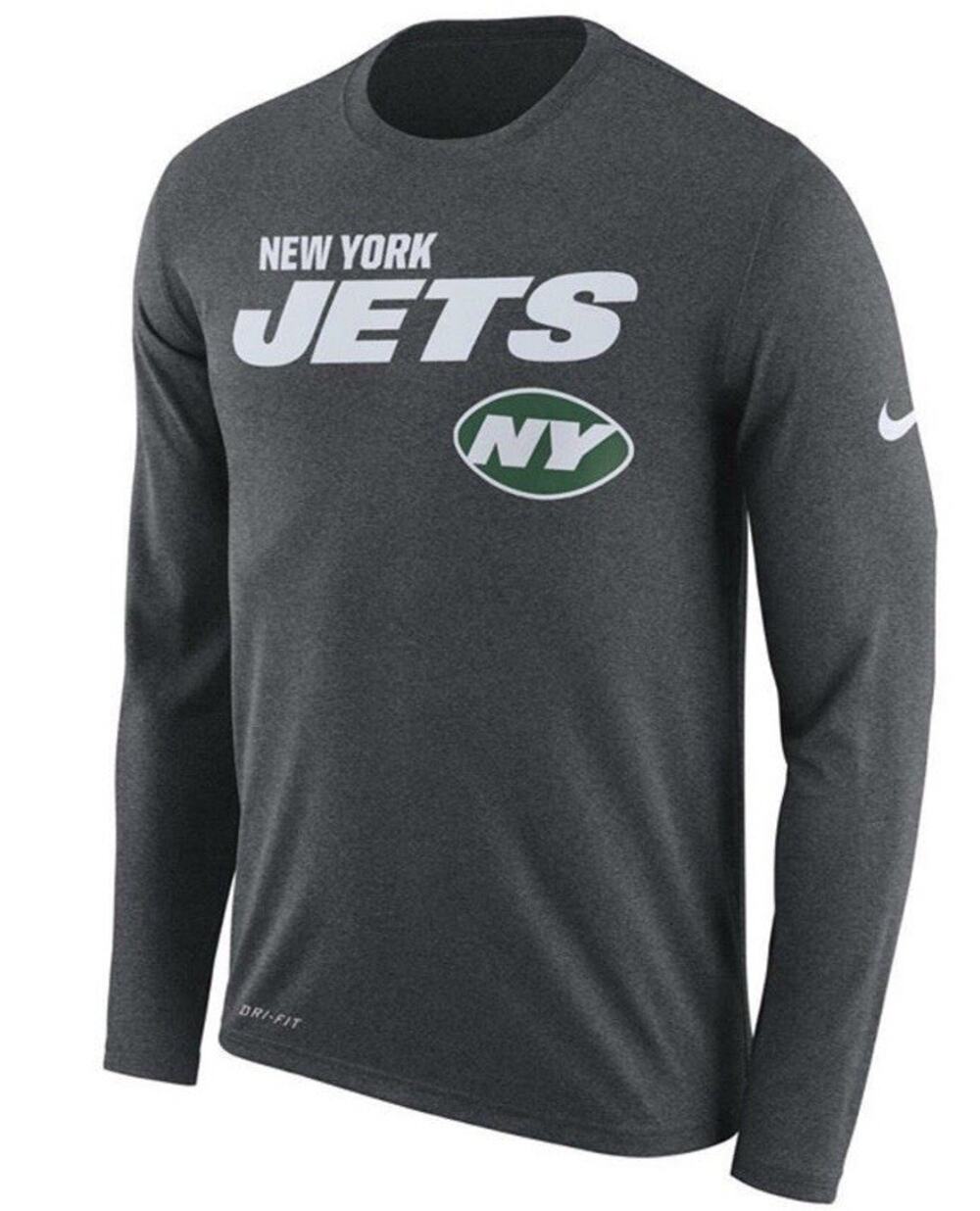 New York Jets NFL Fan Nike Dri-Fit Dark Gray Long Sleeve Lightweight Shirt Sz XL